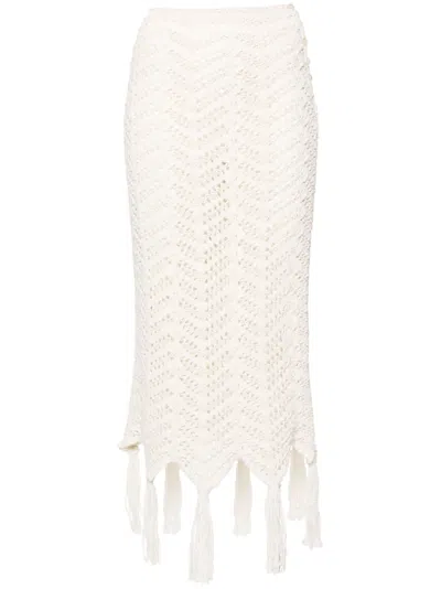 Alanui Chevron-knit Maxi Skirt In Neutrals