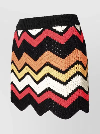 Alanui Chevron Knitted Texture Ribbed Waistband Skirt In Multi