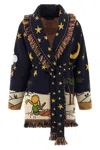 Alanui The Little Prince Long Cardigan With Fringe In Blue