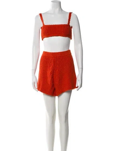 Pre-owned Alanui Colorblock Pattern Square Neckline Sweater In Orange