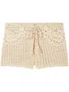 Alanui Conch Shell Woven Cotton Shorts In Neutrals