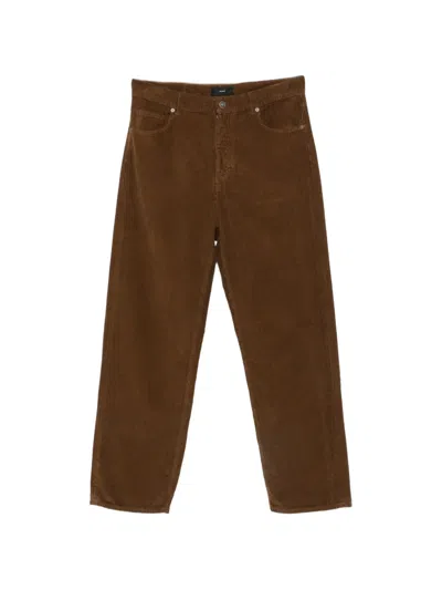 Alanui Corduroy Logo-patch Trousers In Brown