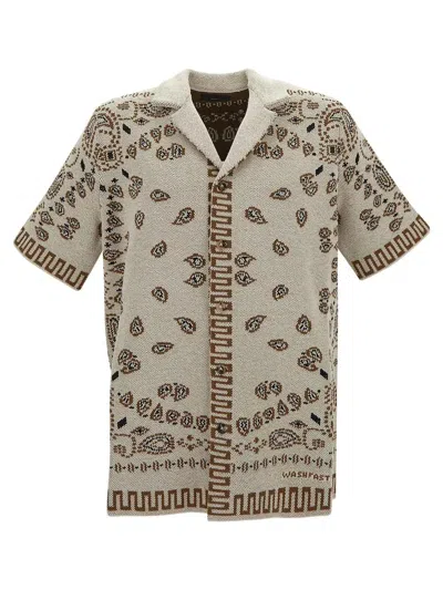 Alanui Cotton Piquet Bandana Shirt In Neutrals