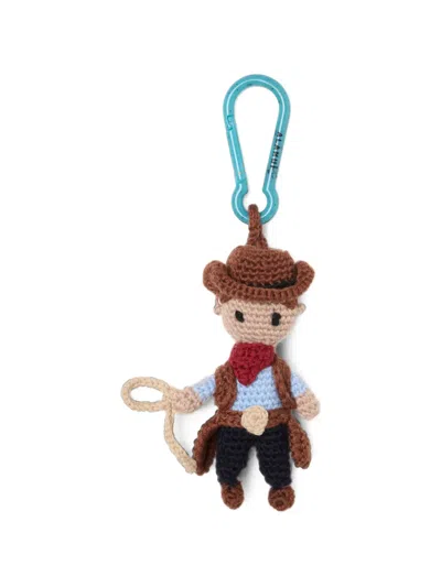 Alanui Cowboy Amigurumi Crochet Keyring In Brown