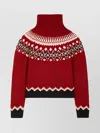 Alanui Cozy Turtleneck Knitwear With Fair Isle Design In Red