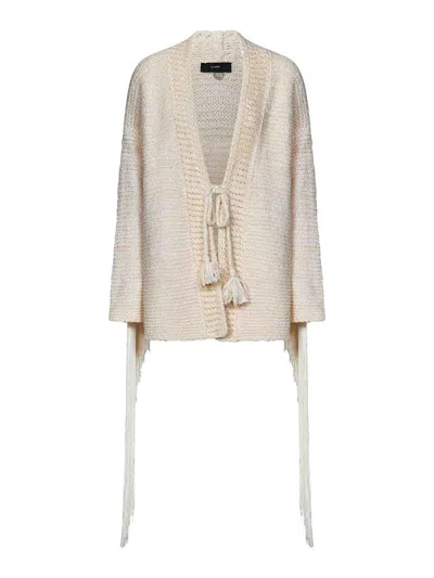 Alanui Kids' Cotton Blend Knit Cardigan In Beige