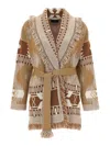Alanui Icon Cashmere And Linen Blend Cardigan In Beige