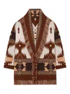 Alanui Geometric Pattern Cashmere Sweater With Fringed Hem In Blanco