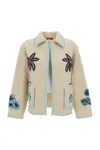Alanui Cream Remember Me Embroidered Wool Jacket In Brown