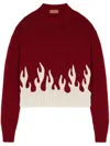 Alanui Crew-neck Wool-cashmere Blend Jumper In Red