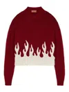 Alanui Crew-neck Wool-cashmere Blend Jumper In Dark Red