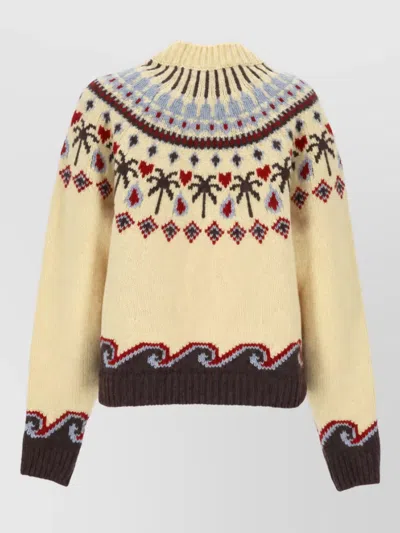 Alanui Sweet Winter Intarsia-knit Wool Sweater In Metallic