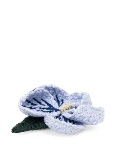 Alanui Crochet Floral-patch Brooch In Blue
