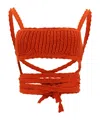 Alanui Palm Springs Crocheted Cotton Bralette In Red