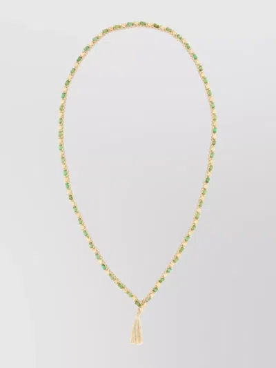 ALANUI CROCHET NECKLACE WITH BEADED TASSEL DETAIL