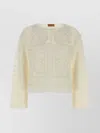 Alanui Crochet Sweater With Fringe And Lace In Neutral