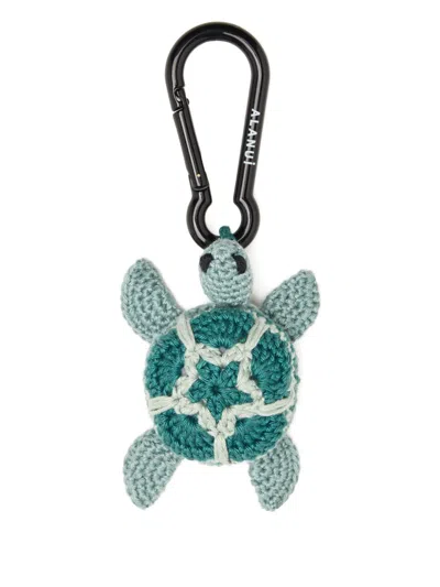 Alanui Crochet Turtle Key Case In Aquamarine