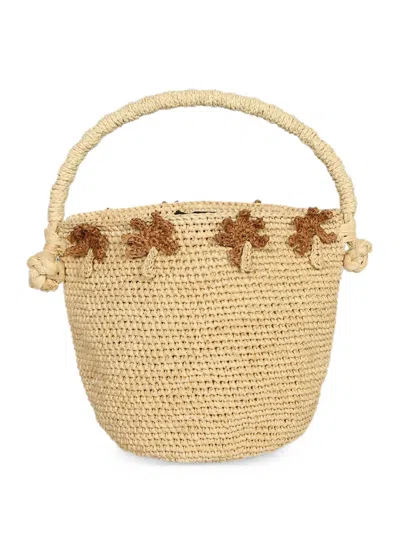 Alanui Crochet-knit Palm-tree Bucket Bag In Neutrals