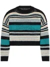 Alanui Striped Open-knit Cashmere Crewneck Jumper With Dropped Shoulders In Black