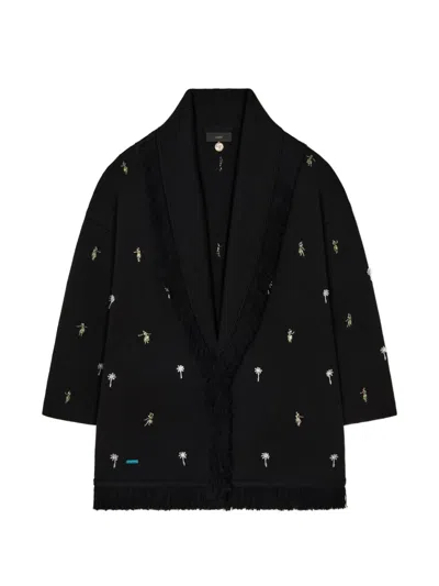 Alanui Dance With Me Fringed Cardigan In Black