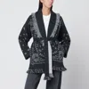Alanui Dark Grey Bandana Jacquard Cardigan In Gray