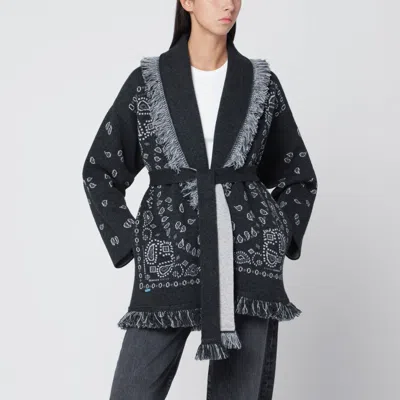 Alanui Women's Bandana Jacquard Cardigan In Gray