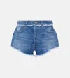 Alanui Fringed Cotton-denim Shorts In Dark Wash Blue