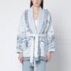 Alanui Deep In The Ocean Cardigan In White/light Blue In Blue