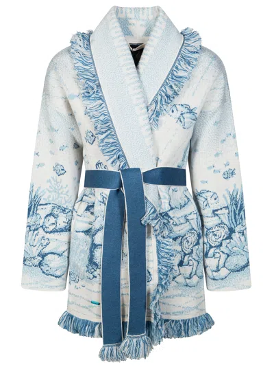 Alanui Deep In The Ocean Mini Cardigan In Blue