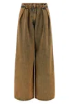 Alanui Desert Rose Pleat-detailed Acid-wash Jeans In Brown