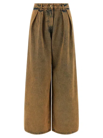 Alanui Desert Rose Wide-leg Jeans In Brown