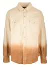 Alanui Denim Overshirt With Dip-dye Effect In White