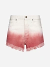 Alanui Bright Hues Frayed Denim Shorts In Papaya