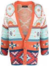 Alanui Jacquard Geometric V-neck Cardigan In Orange