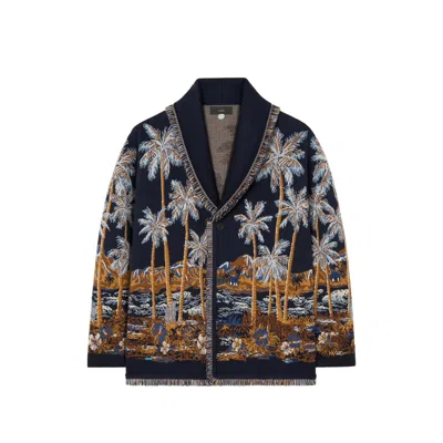 Alanui Diamond Head Cardigan In Blue/brown