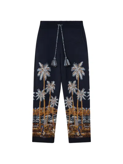 Alanui Diamond Head Jacquard-knit Track Pants In Blue