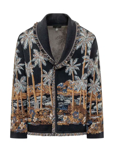 Alanui Diamond Head Knit Cardigan In Navy Blue