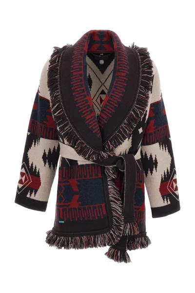 Alanui Double-jacquard Cashmere Cardigan With Shawl Collar In Multi