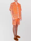 Alanui Drawstring Waist Shorts All-over Print Pockets In Orange