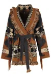 Alanui Dreamscape Jacquard Cardigan In Black/brown In Brown