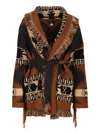 Alanui Dreamscape Jacquard Cardigan In Black/brown In Brown