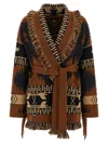 Alanui Icon Jacquard Fringe Belted Cashmere Cardigan In Multi