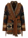Alanui Icon Jacquard Fringe Belted Cashmere Cardigan In Multi