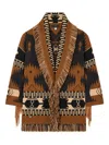 Alanui Dreamscape Fringe-detailed Patterned Cardigan In Sand