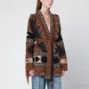 Alanui Dreamscape Jacquard Cardigan In Black/brown In Brown