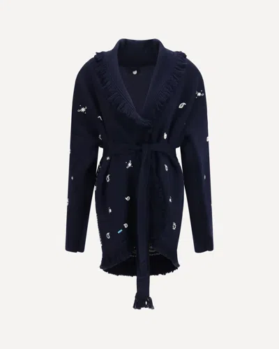 Alanui Echoes Of The Bandana Cardigan In Blue
