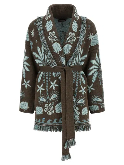 Alanui 'echoes Of The Island' Wool Blend Cardigan In Brown