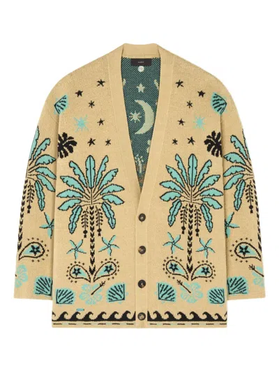 Alanui Echoes Of The Island Palm-tree Cardigan In Brown