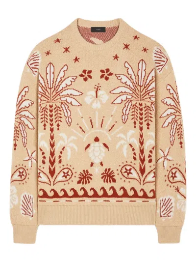 Alanui Echoes Of The Island Palm-tree Sweater In Neutral