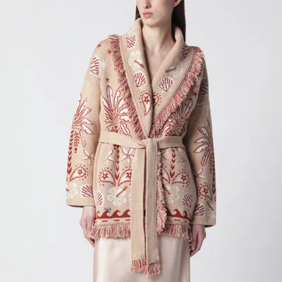 Alanui Echoes Of The Island Sand Colored Cardigan In Neutral